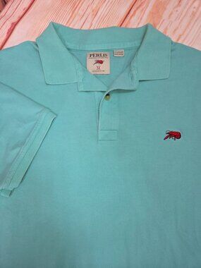 Perlis Mens Authentic Mint Green Crawfish Polo Medium